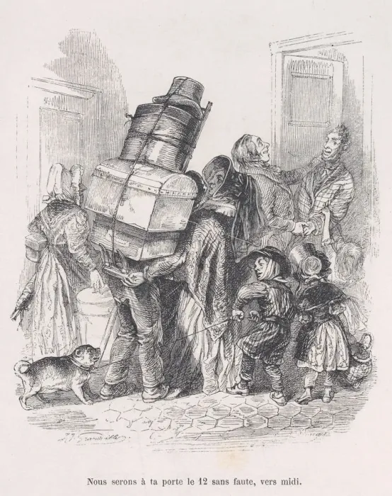 Framed Print : We will be at your door at noon without fail. from the Little Miseries of Human Life Framed Print : We will be at your door at noon without fail. from the Little Miseries of Human Life