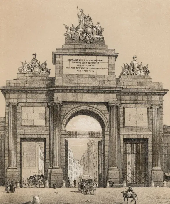 Framed Print : Door of Toledo in Madrid, conceived as a triumphal arch dedicated to King Ferdinand VII Framed Print : Door of Toledo in Madrid, conceived as a triumphal arch dedicated to King Ferdinand VII