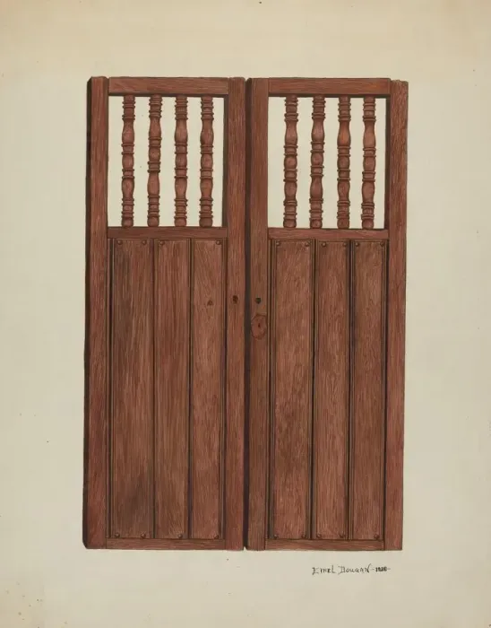 Framed Print : Doors to Baptistry - Mission San Juan Bautista, 1938. Creator: Ethel Dougan Framed Print : Doors to Baptistry - Mission San Juan Bautista, 1938. Creator: Ethel Dougan