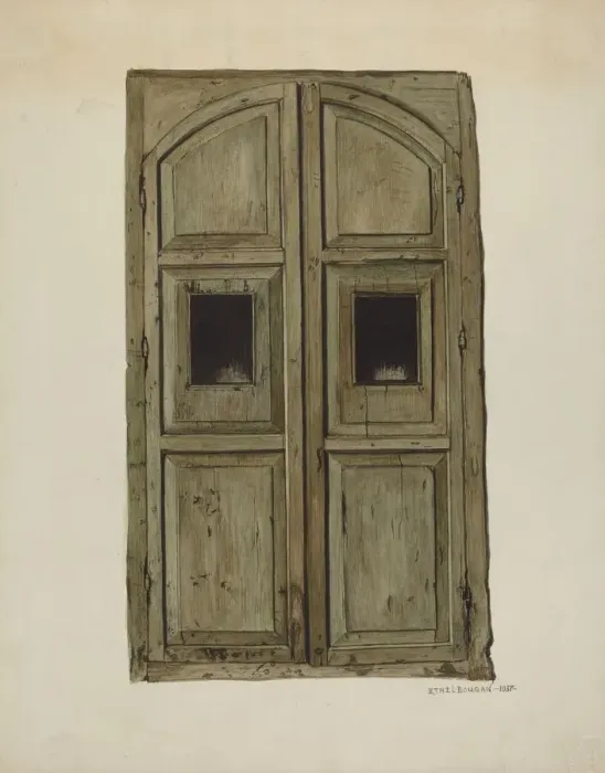 Framed Print : Doors to Confessional, 1937. Creator: Ethel Dougan Framed Print : Doors to Confessional, 1937. Creator: Ethel Dougan