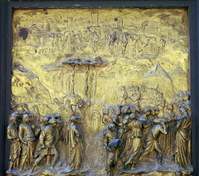 Framed Print : Detail of the Doors of Paradise on the Baptistry, 15th century. Artist: Lorenzo Ghiberti Framed Print : Detail of the Doors of Paradise on the Baptistry, 15th century. Artist: Lorenzo Ghiberti