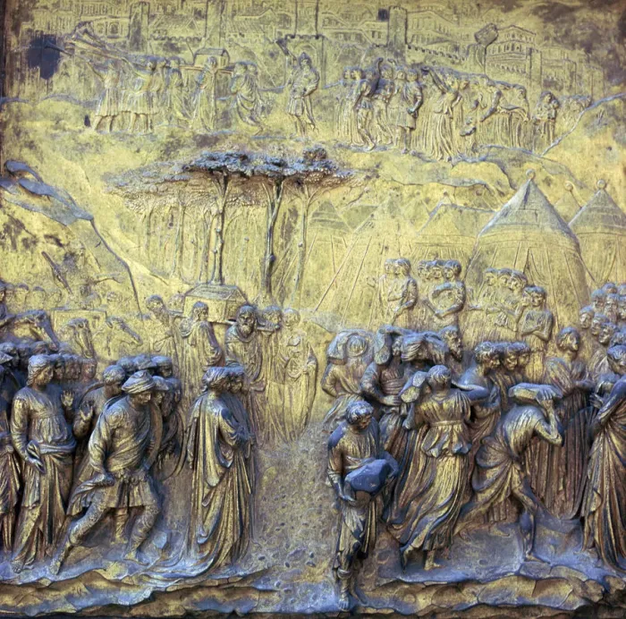 Framed Print : Detail of the doors of Paradise showing the Israelites at Jericho, 15th century. Artist: Lorenzo Ghiberti Framed Print : Detail of the doors of Paradise showing the Israelites at Jericho, 15th century. Artist: Lorenzo Ghiberti
