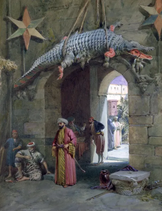 Framed Print : A Doorway in Cairo, 1884. Artist: William Simpson Framed Print : A Doorway in Cairo, 1884. Artist: William Simpson