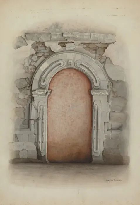 Framed Print : Doorway, Stone, 1939. Creator: Juanita Donahoo Framed Print : Doorway, Stone, 1939. Creator: Juanita Donahoo