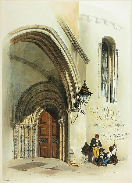 Doorway, Temple, frontispiece to Original Views of London as It Is, 1842