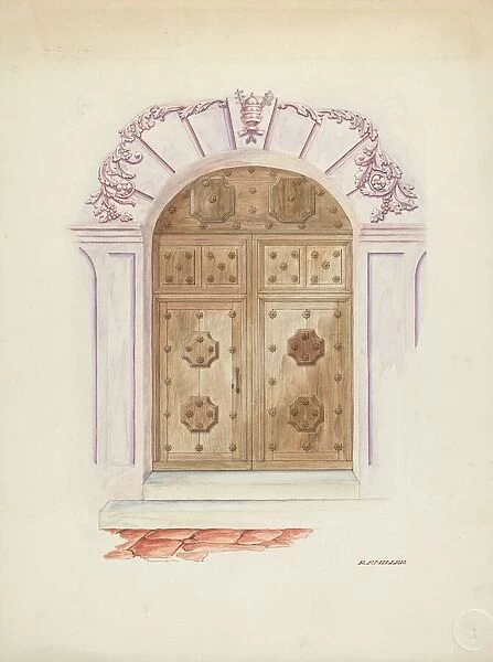 Doorway and Wall Painting, 1937. Creator: Randolph F Miller