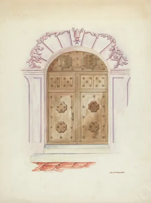 Framed Print : Doorway and Wall Painting, 1937. Creator: Randolph F Miller Framed Print : Doorway and Wall Painting, 1937. Creator: Randolph F Miller