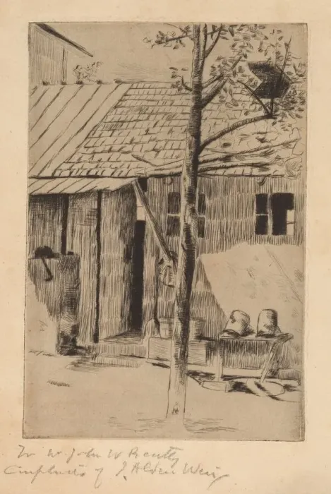 Framed Print : Dooryard, Buckets and Tree. Creator: Julian Alden Weir Framed Print : Dooryard, Buckets and Tree. Creator: Julian Alden Weir