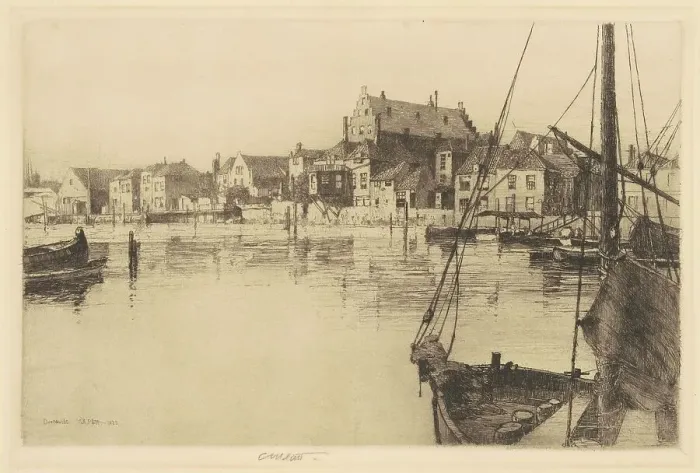 Framed Print : Dordrecht (Old Warehouse), 1885. Creator: Charles A Platt Framed Print : Dordrecht (Old Warehouse), 1885. Creator: Charles A Platt