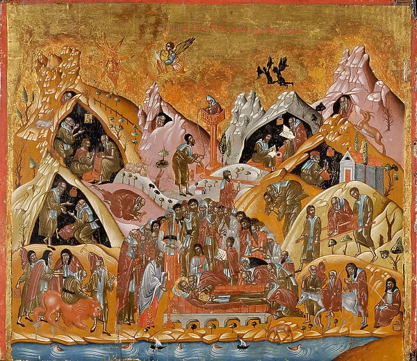 The Dormition of Saint Sabbas the Sanctified, End of 16th cen Artist: Byzantine icon