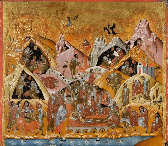 Framed Print : The Dormition of Saint Sabbas the Sanctified, End of 16th cen Artist: Byzantine icon Framed Print : The Dormition of Saint Sabbas the Sanctified, End of 16th cen Artist: Byzantine icon
