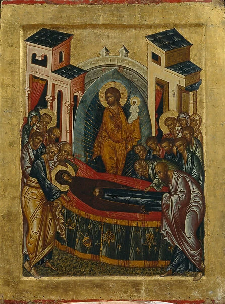 The Dormition of the Virgin, 1497. Artist: Russian icon