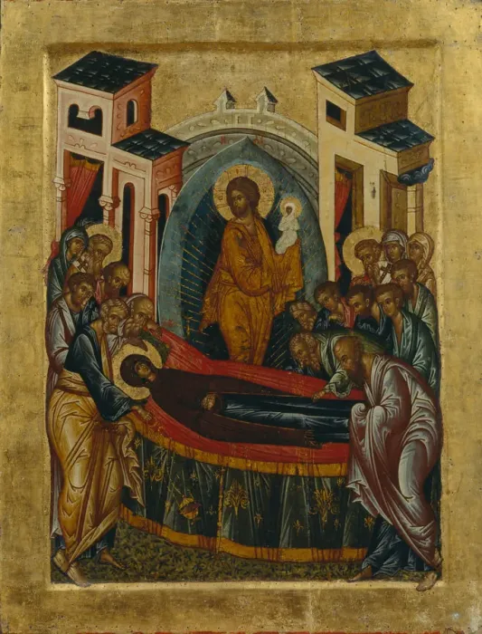 Framed Print : The Dormition of the Virgin. Artist: Russian icon