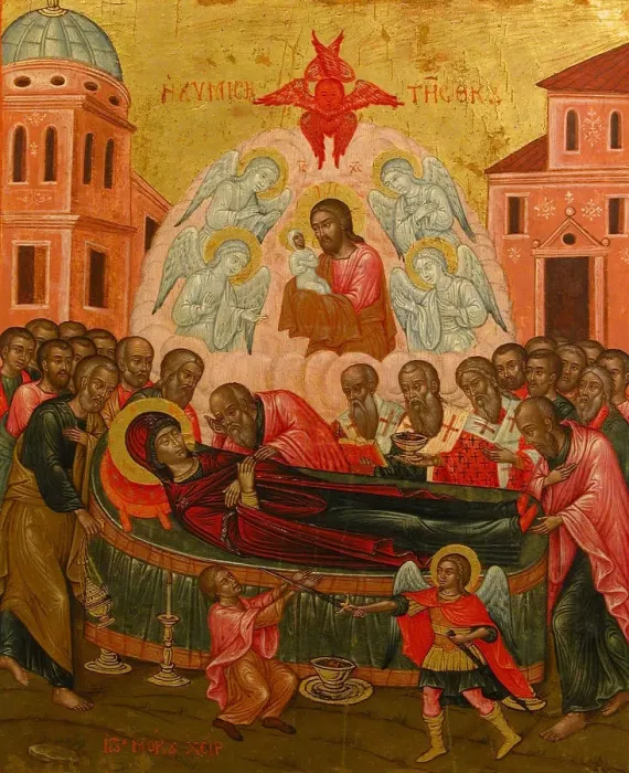 Framed Print : The Dormition of the Virgin. Creator: Ioannes Mokos Framed Print : The Dormition of the Virgin. Creator: Ioannes Mokos