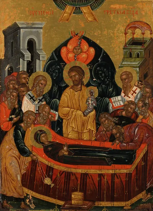 Framed Print : Dormition of the Virgin. Creator: Macedonian School Framed Print : Dormition of the Virgin. Creator: Macedonian School