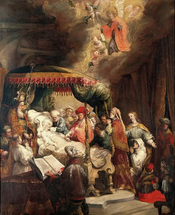 Framed Print : The dormition of the Virgin. Creator: Rembrandt Harmenszoon van Rijn, 1606-1669 (After) Framed Print : The dormition of the Virgin. Creator: Rembrandt Harmenszoon van Rijn, 1606-1669 (After)