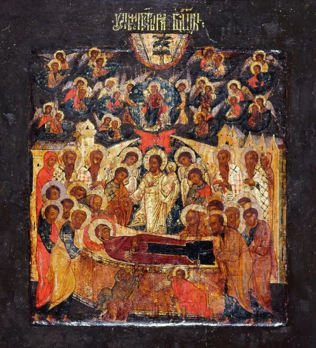 Framed Print : Dormition of the Virgin. Creator: Russian School Framed Print : Dormition of the Virgin. Creator: Russian School