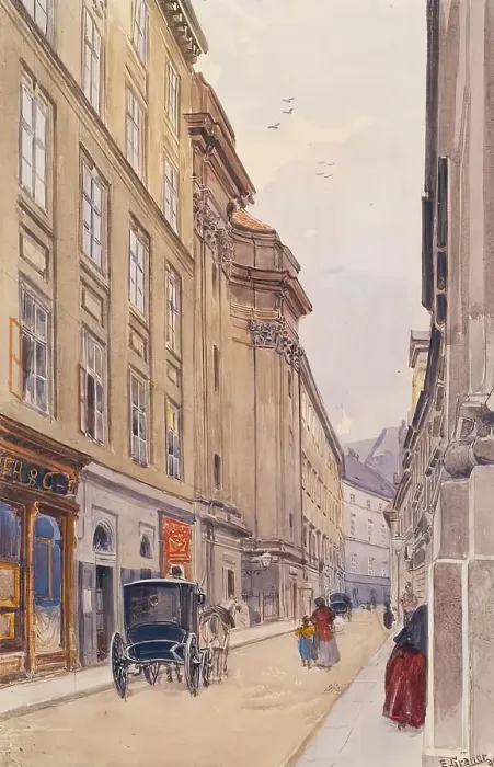 Framed Print : Dorotheergasse in Vienna with the old offset office, 1890. Creator: Ernst Graner Framed Print : Dorotheergasse in Vienna with the old offset office, 1890. Creator: Ernst Graner