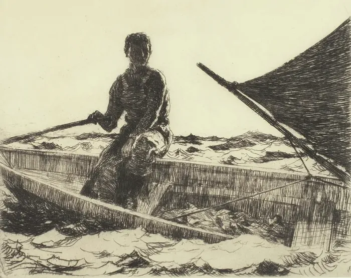 Framed Print : Dory Fisherman, 1927. Creator: Frank Weston Benson Framed Print : Dory Fisherman, 1927. Creator: Frank Weston Benson