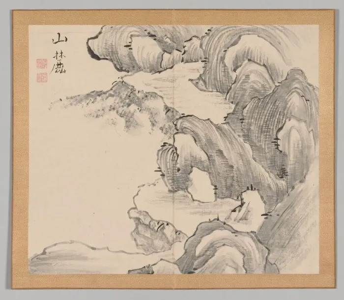 Framed Print : Double Album of Landscape Studies after Ikeno Taiga, Volume 1 (leaf 28), 18th century