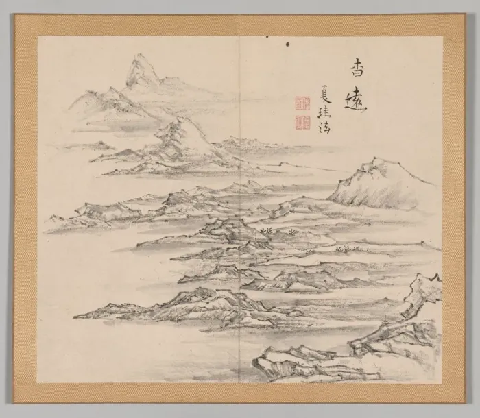 Framed Print : Double Album of Landscape Studies after Ikeno Taiga, Volume 2 (leaf 5), 18th century Framed Print : Double Album of Landscape Studies after Ikeno Taiga, Volume 2 (leaf 5), 18th century