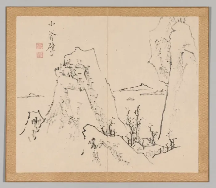 Framed Print : Double Album of Landscape Studies after Ikeno Taiga, Volume 1 (leaf 8), 18th century Framed Print : Double Album of Landscape Studies after Ikeno Taiga, Volume 1 (leaf 8), 18th century