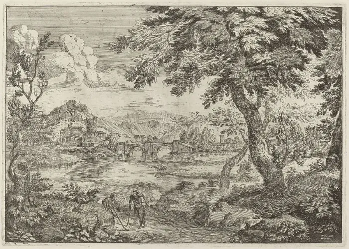 Framed Print : Double Arched Bridge, 1696. Creator: Crescenzio Onofri Framed Print : Double Arched Bridge, 1696. Creator: Crescenzio Onofri