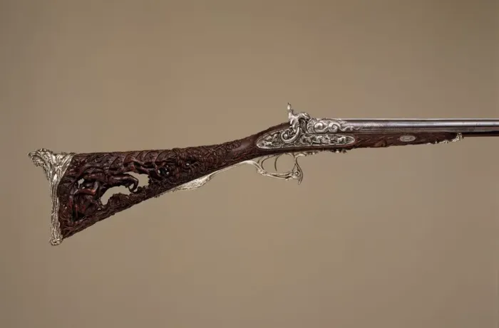Framed Print : Double-Barreled Percussion Shotgun, French, Paris, dated 1854 Framed Print : Double-Barreled Percussion Shotgun, French, Paris, dated 1854