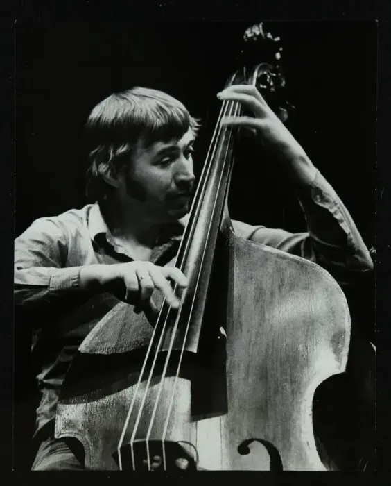 Framed Print : Double bassist Ron Mathewson playing at the Forum Theatre, Hatfield, Hertfordshire, 23 January 1982 Framed Print : Double bassist Ron Mathewson playing at the Forum Theatre, Hatfield, Hertfordshire, 23 January 1982