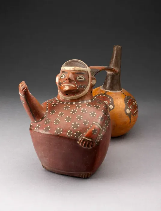 Framed Print : Double-Chambered Vessel Depicting a Figure and Trophy Heads, A. D. 500 / 800 Framed Print : Double-Chambered Vessel Depicting a Figure and Trophy Heads, A. D. 500 / 800