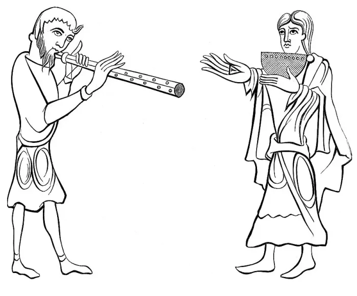 Framed Print : Double flute and nine-hole syrinx flute, 11th century (1849) Framed Print : Double flute and nine-hole syrinx flute, 11th century (1849)