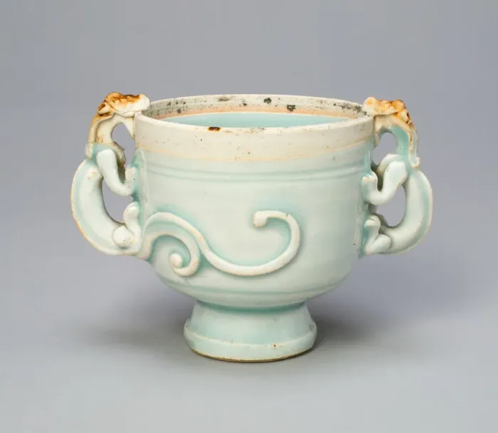 Framed Print : Double-Handled Cup with Handles in the Form of Chi (Hornless) Dragons, 13th century. Creator: Unknown Framed Print : Double-Handled Cup with Handles in the Form of Chi (Hornless) Dragons, 13th century. Creator: Unknown