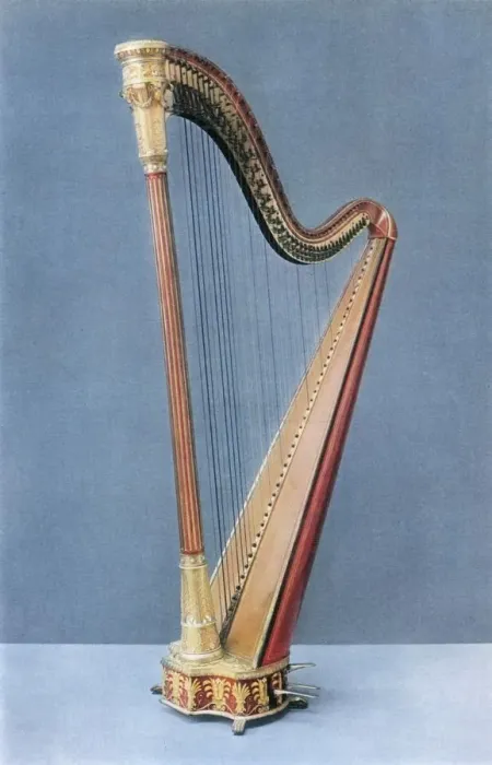 Framed Print : Double-pedal harp made by Erard Freres, Paris, mid-nineteenth century, 1948 Framed Print : Double-pedal harp made by Erard Freres, Paris, mid-nineteenth century, 1948