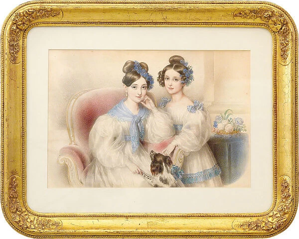 Double Portrait of the Archduchesses Maria Theresa (1816-1867) and Maria Karoline (1825-1915)