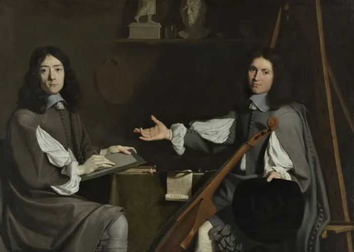 Framed Print : Double Portrait of both Artists, 1654. Artist: Champaigne, Philippe, de (1602-1674) Framed Print : Double Portrait of both Artists, 1654. Artist: Champaigne, Philippe, de (1602-1674)