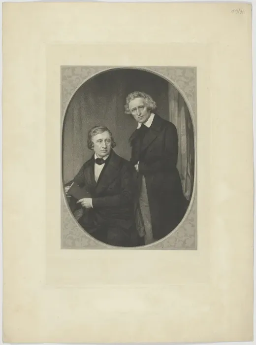 Framed Print : Double Portrait of the Brothers Grimm, ca 1845. Creator: Anonymous Framed Print : Double Portrait of the Brothers Grimm, ca 1845. Creator: Anonymous