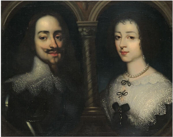 Double portrait of King Charles I and Queen Henrietta Maria. Artist: Dyck, Sir Anthony van, (Studio of)