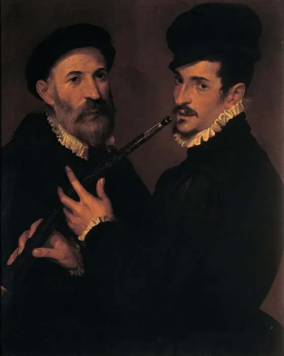 Framed Print : Double portrait of musicians, 1579. Artist: Passerotti, Bartolomeo (1529-1592) Framed Print : Double portrait of musicians, 1579. Artist: Passerotti, Bartolomeo (1529-1592)