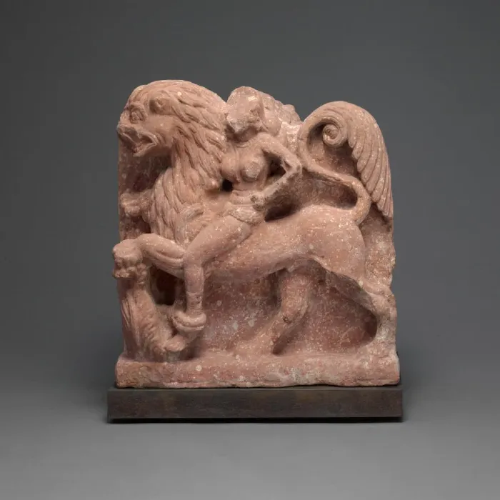 Framed Print : Double -Sided Capital with Female Figure Astride a Lion, c. 1st century A. D Framed Print : Double -Sided Capital with Female Figure Astride a Lion, c. 1st century A. D