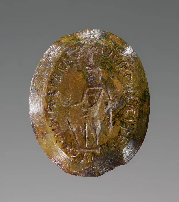 Framed Print : Double-Sided Engraved Gem with Magical Inscription, 2nd-4th century A.D. Creator: Unknown Framed Print : Double-Sided Engraved Gem with Magical Inscription, 2nd-4th century A.D. Creator: Unknown