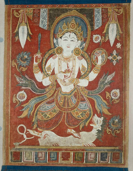 Double-Sided Painted Banner (Paubha) with God Shiva and Goddess Durga, 16th  /  17th century