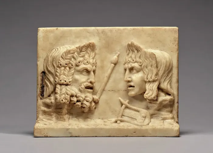 Framed Print : Double-Sided Relief with Theater Masks, 1st century A.D. Creator: Unknown Framed Print : Double-Sided Relief with Theater Masks, 1st century A.D. Creator: Unknown