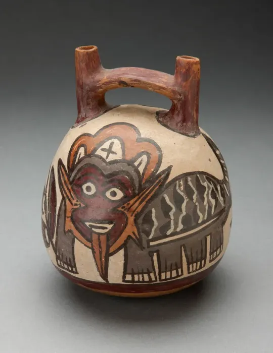 Framed Print : Double Spout Vessel Depicting Costumed Figure with Feline Attributes, 180 B. C. / A. D. 500 Framed Print : Double Spout Vessel Depicting Costumed Figure with Feline Attributes, 180 B. C. / A. D. 500