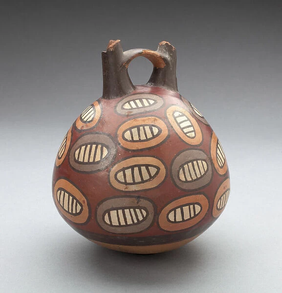 Double Spout Vessel Depicting Repeated Motifs, Possibly Beans, 180 B. C.  /  A. D. 500