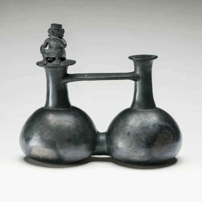Framed Print : Double Vessel with a Seated Figure, A. D. 1200 / 1450. Creator: Unknown Framed Print : Double Vessel with a Seated Figure, A. D. 1200 / 1450. Creator: Unknown