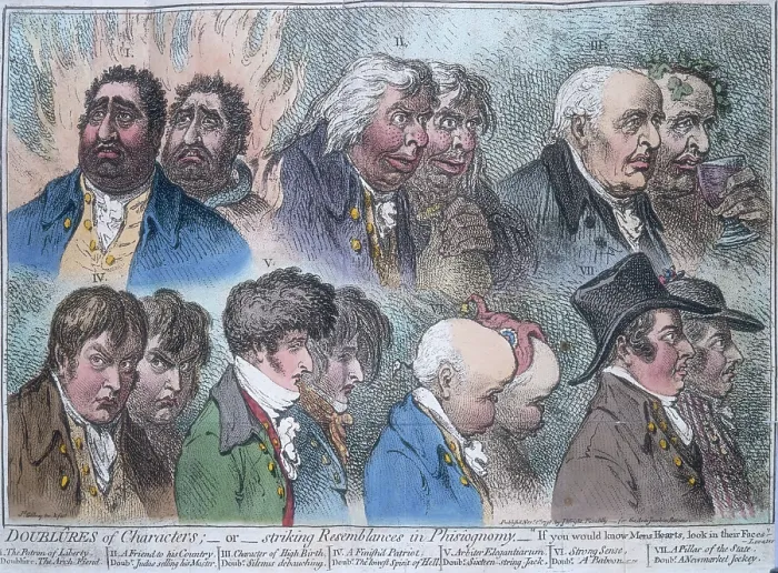 Framed Print : Doublures of characters; or striking resemblances in phisiognomy, 1798. Creator: Unknown. Doublures of characters; or striking resemblances in phisiognomy, 1798 Framed Print : Doublures of characters; or striking resemblances in phisiognomy, 1798. Creator: Unknown. Doublures of characters; or striking resemblances in phisiognomy, 1798