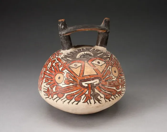 Framed Print : Doubnle Spout Vessel Depicing Ornametal Faces with Numerous Emanations, 180 B. C. / A. D. 500 Framed Print : Doubnle Spout Vessel Depicing Ornametal Faces with Numerous Emanations, 180 B. C. / A. D. 500