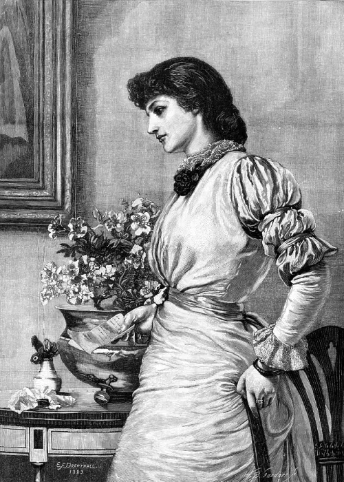 Framed Print : 'Doubts', from the picture by E. F. Brewtnall, 1883. Creator: William Biscombe Gardner Framed Print : 'Doubts', from the picture by E. F. Brewtnall, 1883. Creator: William Biscombe Gardner