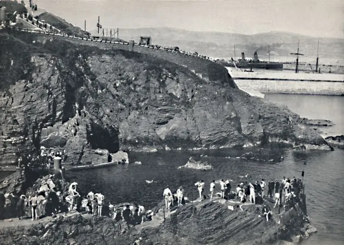Framed Print : Douglas - The Bathing-Place at Port Skillion, 1895 Framed Print : Douglas - The Bathing-Place at Port Skillion, 1895