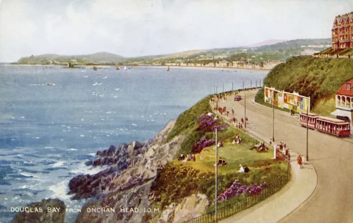 Framed Print : Douglas Bay from Onchan Head, Isle of Man, c1930s-c1940s(?). Artist: Valentine & Sons Ltd Framed Print : Douglas Bay from Onchan Head, Isle of Man, c1930s-c1940s(?). Artist: Valentine & Sons Ltd